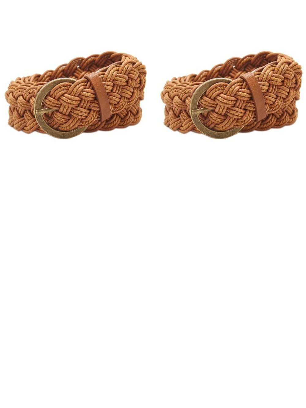 Pack of 2 Wet Seal 1.75" French Braided Belt (Cognac), Small